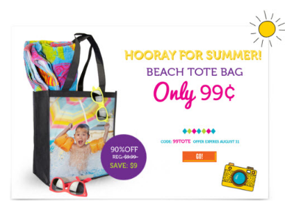 York Photo Customized Beach Tote for 99¢ (plus pay shipping)