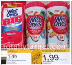 Wet Ones Target Triple Stack Deal = 45¢ Canisters or Single Boxes