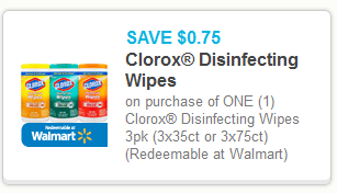 Clorox Disinfecting Wipes Coupon = $1.41 at Walmart