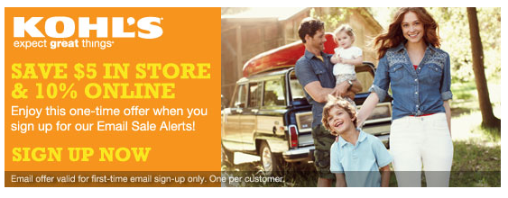 Kohl’s $5 Off In-Store Coupon or 10% Off Online Code