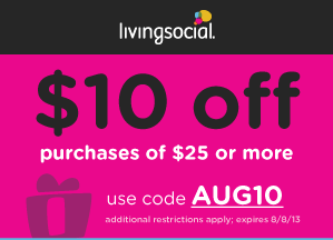 Living Social: $10 OFF $25 Promo Code (Great Back to School Options)