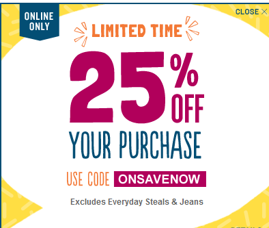 Old Navy 25% Off Total Purchase + Other Retail Coupons