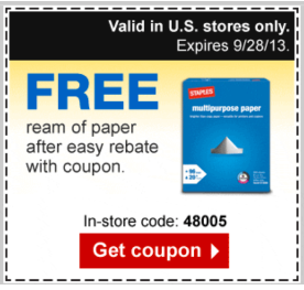 FREE Staples Multipurpose Paper