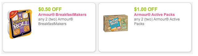 Armour Active Packs and BreakfastMakers Printable Coupons + Walmart Rollback Deal