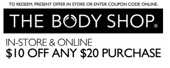 The Body Shop $10 Off Any $20 Purchase Coupon + Other Retail Offers