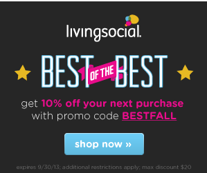 Living Social: 10% Off Coupon Code (Today Only)