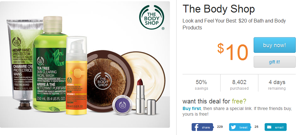 Living Social: $20 Voucher To The Body Shop for $10