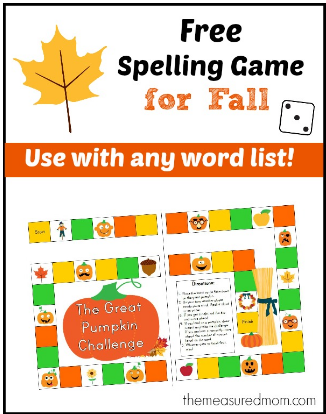 FREE Printable Spelling Game for FALL