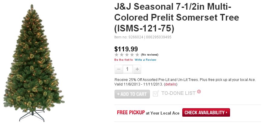 J J Seasonal 7 1 2in Multi Colored Prelit Somerset Tree  ISMS 121 75    Christmas Trees   Ace Hardware