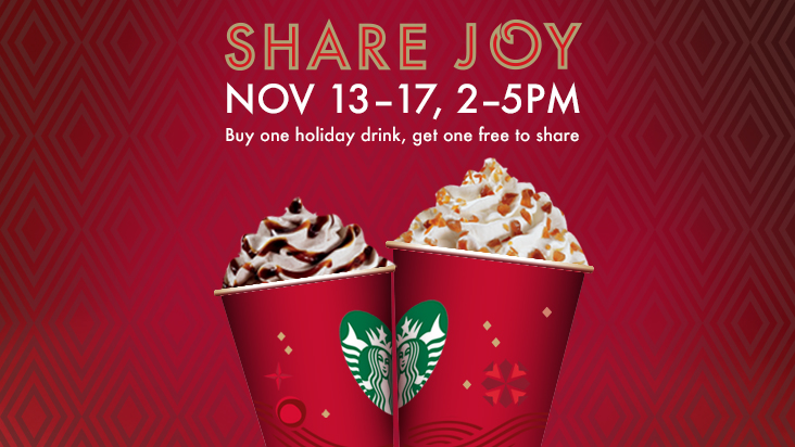 Starbucks BOGO Free Holiday Beverages Starts Today (from 2-5)