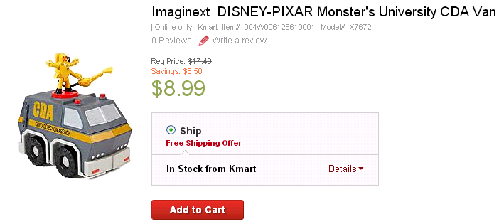 Imaginext DISNEY-PIXAR Monster’s University Van Only $8.99