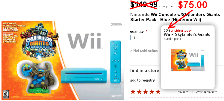 Nintendo Wii Console With Skylanders Giants Starter Pack Possibly $75 Today ONLY!