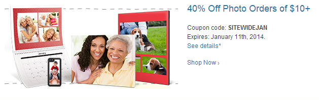 40% off Entire Walgreens Photo Order of $10 or More