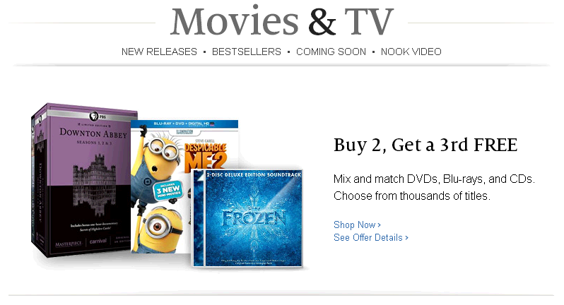 Movies and TV Buy Two, Get One FREE (Blu-ray and DVD)
