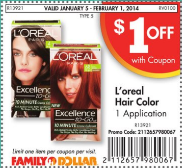 $3 Off L’Oreal Hair Color At Family Dollar