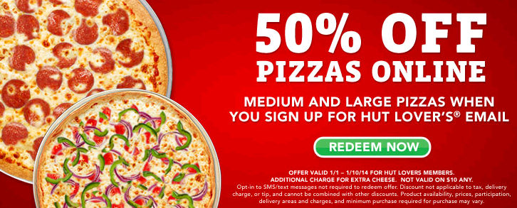 50% Off Pizza Hut Pizza