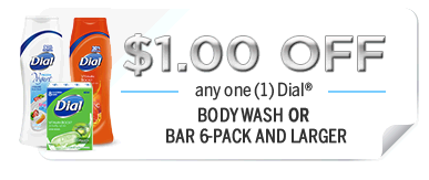 $1 Off Dial 6-Pack Bar or Larger ($.25 per bar at Family Dollar!)