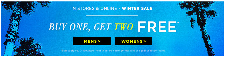 PacSun: Buy 1 Get 2 FREE and $2.99 Shipping!
