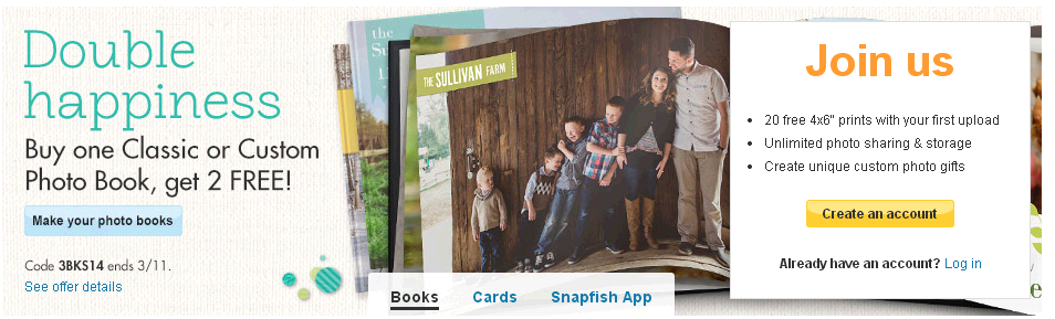 Snapfish: Buy1 Get 2 Photo Books FREE