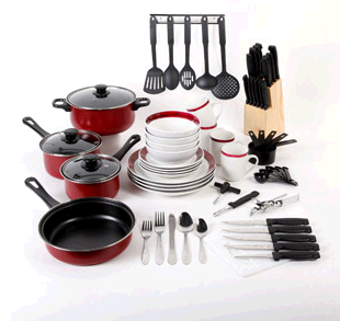 $39 for Gibson Home Simply Casual 84-Piece Dinnerware Combo Set (Pans, Dishes, Utensils, and more)