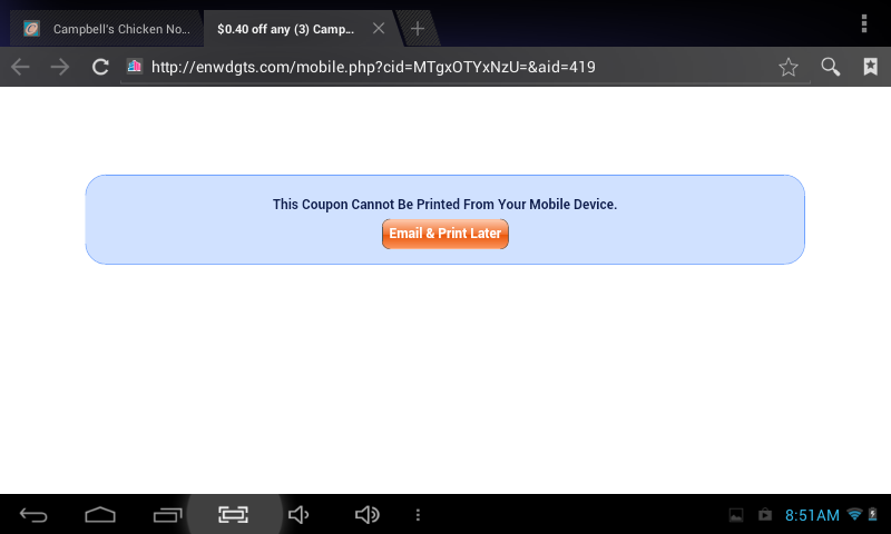 Email and Print Later Mobile Feature for Coupons.com!