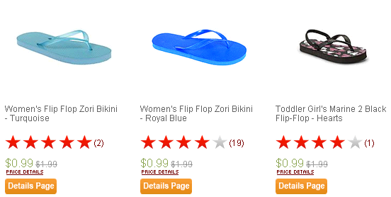 $.99 Flip Flops + Free Store Pick Up!