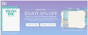 50 OFF Thank You cards