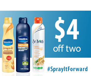 Up to $4/2 Vaseline Spray and Go!