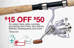 Save $15 Off Your $50 Purchase on Select Fishing Supplies