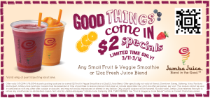 New Jamba Juice Coupon! $2 Fruit and Veggie Smoothies!