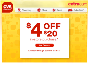 Possible $4/$20 CVS Coupon – Check Your Inbox!
