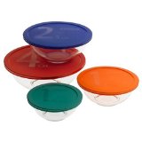 Pyrex Smart Essentials 8-Piece Mixing Bowl Set W/Colored Lids – $13.19!