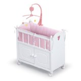 Badger Basket White Doll Crib With Cabinet Bedding And Mobile – Just $35.00!