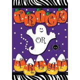 Trick or Treat – Halloween Ghost Pumpkins and Candy Corn Garden Size 12 X 18 Inch Decorative Flag – $10.99!