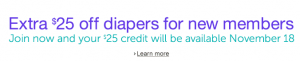 Get a $25 Diaper Credit When You Join Amazon Mom