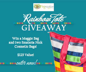 Win a Rainbow Maggie Bag and Two Nick Smateria Cosmetic Bags!