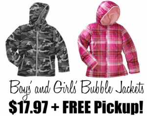 Boys’ and Girls’ Bubble Jackets Just $17.97 Each + FREE Store Pickup!