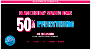 Children’s Place Black Friday Starts NOW | 50% Off Everything + 20% Off + FREE Shipping!