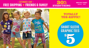 30% Off Everything + Free Shipping at The Children’s Place | $5 Tees and $10 Denim!