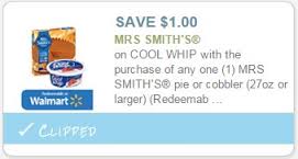 Save $1 on Cool Whip and Mrs. Smith Pie!