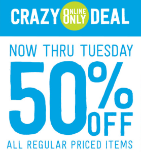 50% off All Regular Priced Items at Crazy 8! (LAST Day)