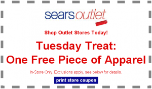One FREE Piece of Clothing in Sears Outlet Stores Today ONLY!