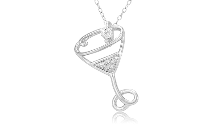 Sterling Silver Diamond Accent Martini Necklace Just $7.99 Shipped!