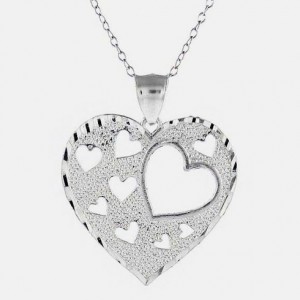 Silver Diamond Cut Heart Necklace—$13.99 Shipped!