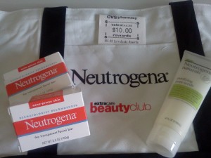 2 Neutrogena Facial Bars, Daily Scrub, Tote, and $10 ECB For $3.07!