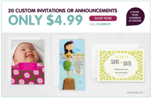 Celebrate With 20 Custom Invitations or Announcements for $4.99 From InkGarden! (New Customers)