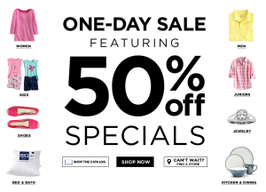 One Day Kohl’s 50% Off Sale!