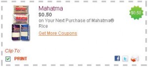 $0.50/1 Mahatma Rice Coupon