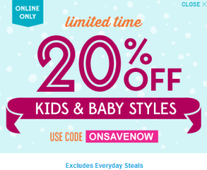 Extra 20% Off Kids and Baby Styles at Old Navy (LAST Day!)