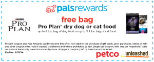 FREE Bag of Pro Plan Dry Dog or Cat Food From Petco!